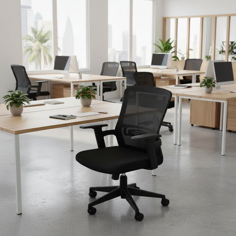 Medium Back Mesh Office Chair UAE | Ergonomic Desk Chair with Fixed Arms | Dubai Abu Dhabi | IH B101