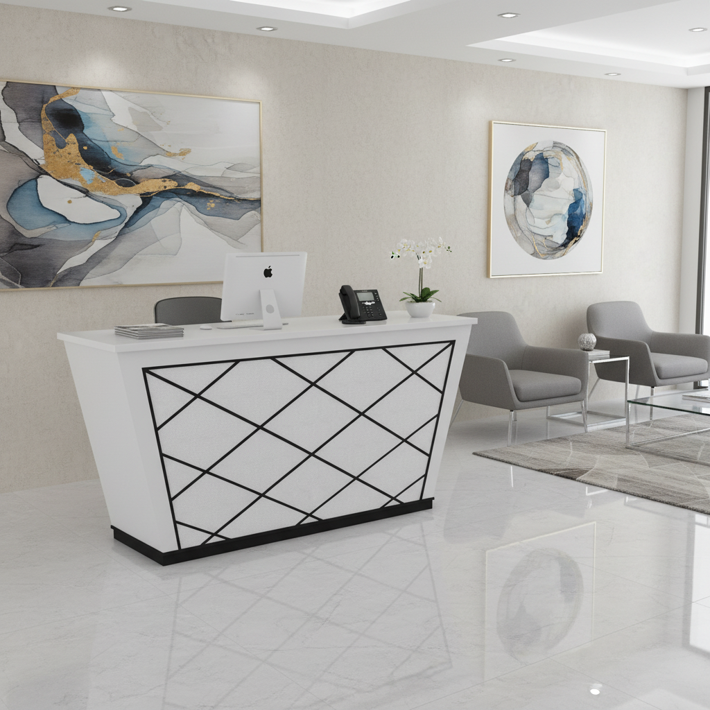 Reception Table White (1.4) Cm | Premium Office Furniture UAE