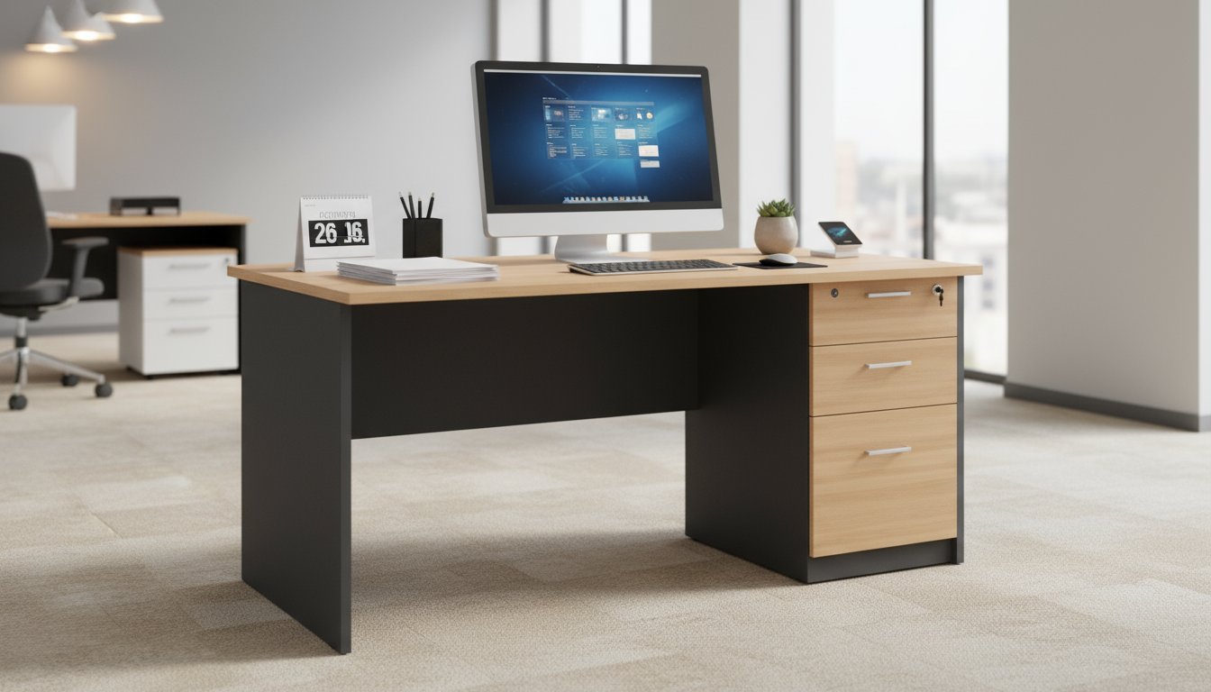 Office Desk 160x70cm Oak Grey - Executive Table Dubai UAE | INFINI HOMES