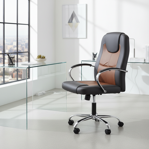 High Back Executive Office Chair PU Leather - Chrome Base | Dubai UAE | IH EX-023
