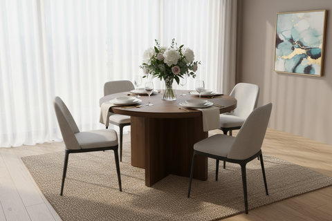 Round Dining Table 120cm Walnut Grey - Modern Kitchen Table UAE | INFINI HOMES