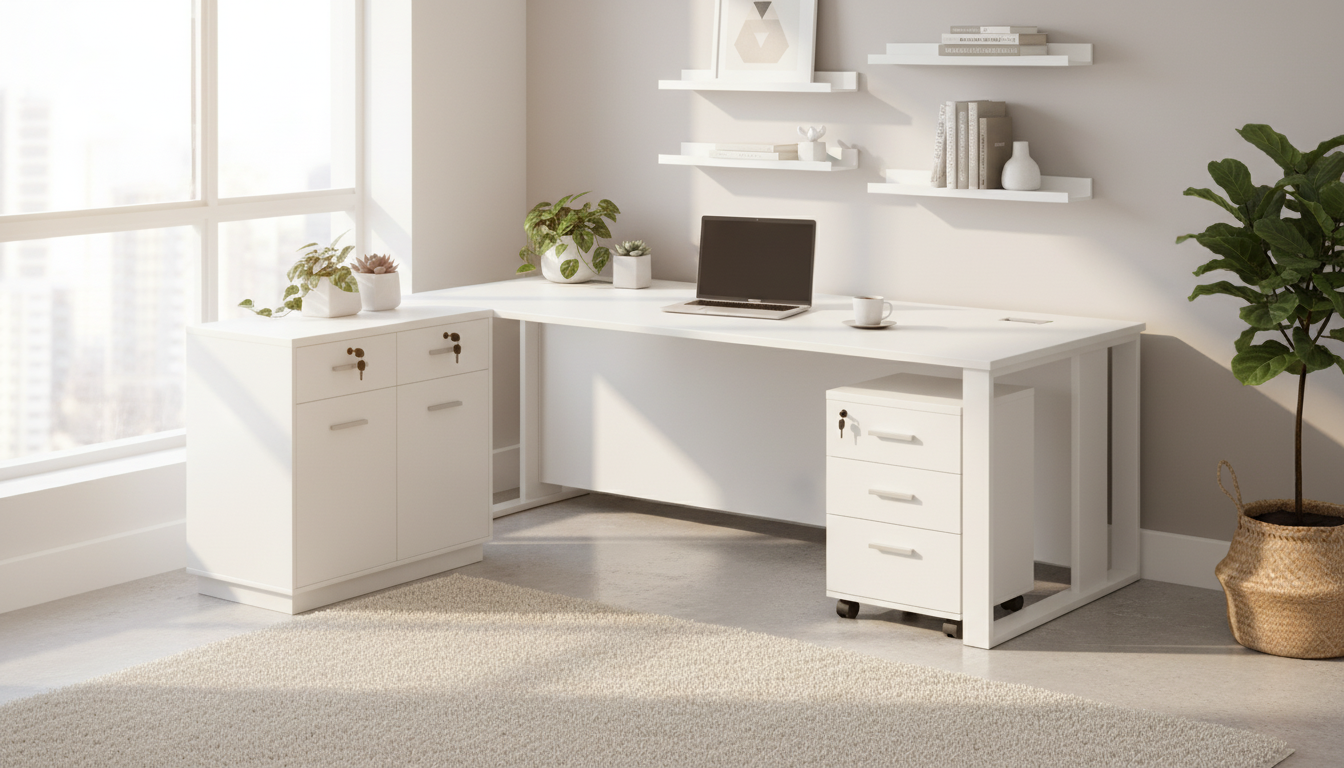 Office Desk with Side Table & Pedestal Drawer 160x80cm - Dubai UAE