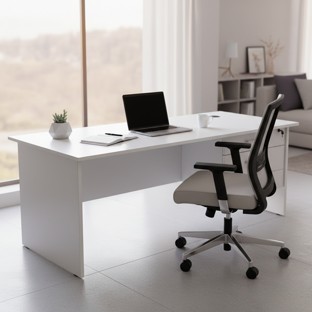 Office Desk White 120cm - Premium Workstation for UAE Offices | INFINI HOMES