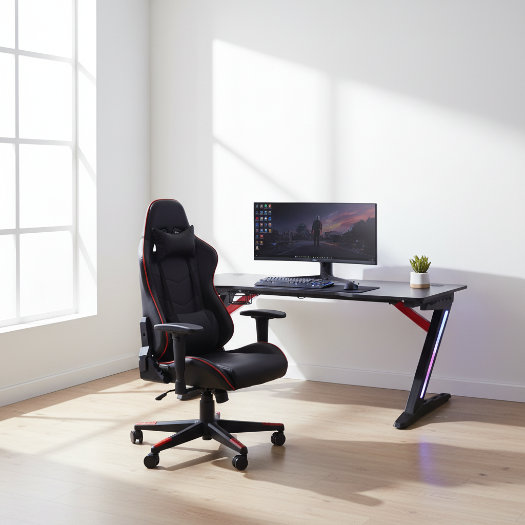 Gaming Table with LED Light Black 120x60x75cm | UAE Delivery