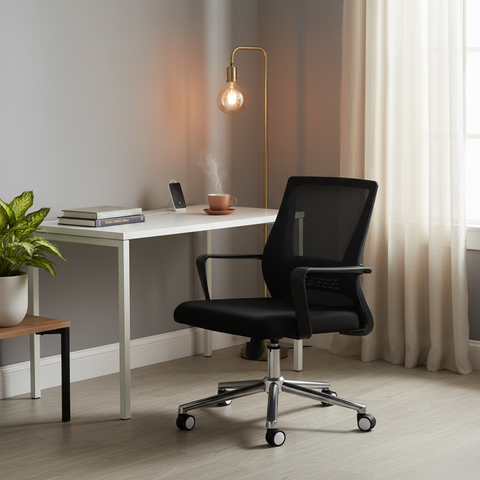 Low Back Mesh Office Chair UAE | Ergonomic Chrome Base | Dubai Abu Dhabi | IH 9001