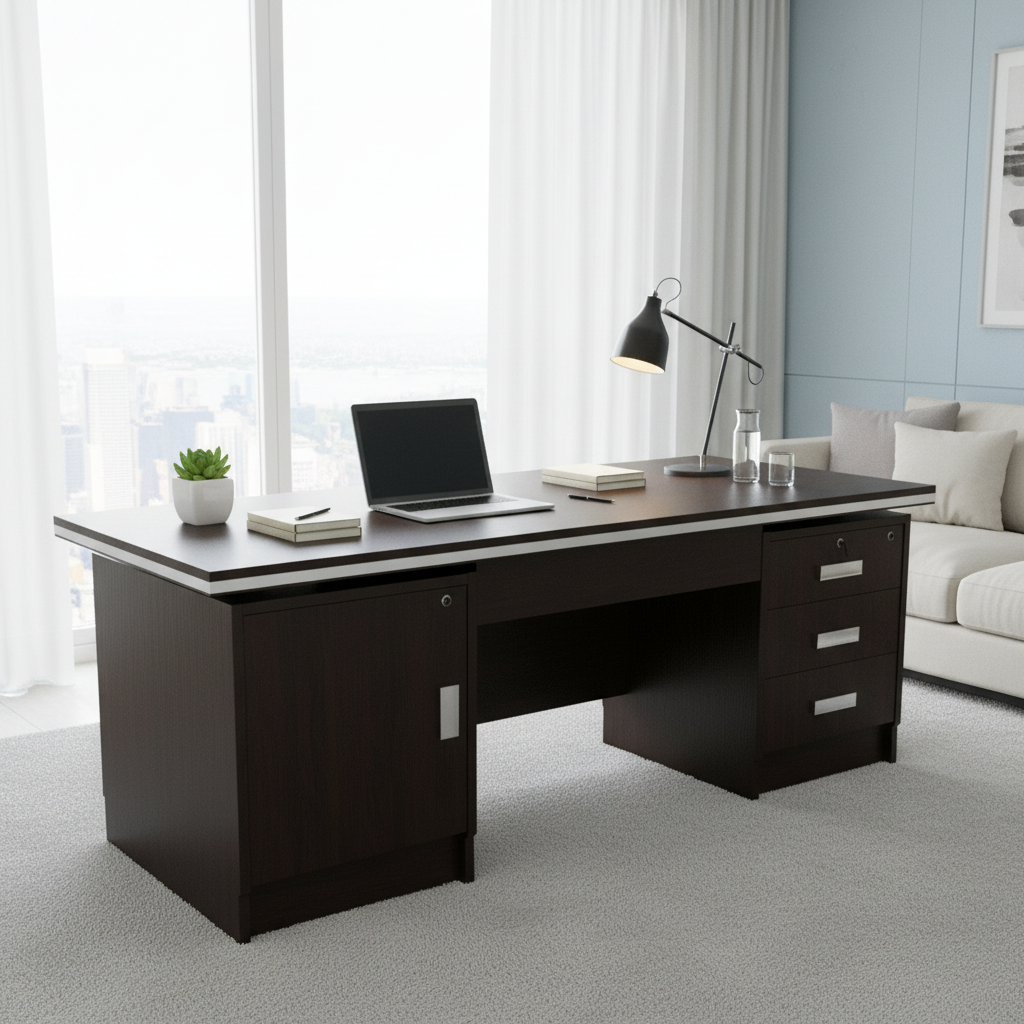 Office Desk 1.4m Coffee Brown (140x70x75cm) - Premium Workspace Furniture UAE