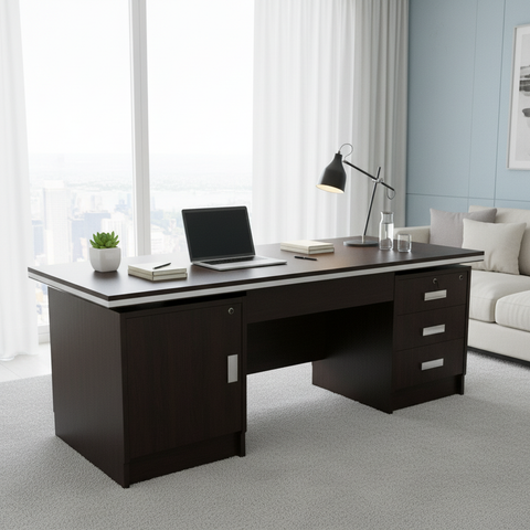 Office Desk 1.4m Coffee Brown (140x70x75cm) - Premium Workspace Furniture UAE