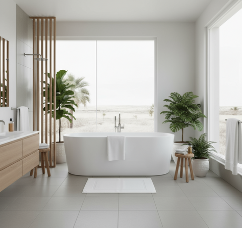 Premium Iris White Bath Mat 50x80cm UAE - 600 GSM Cotton Dubai Abu Dhabi