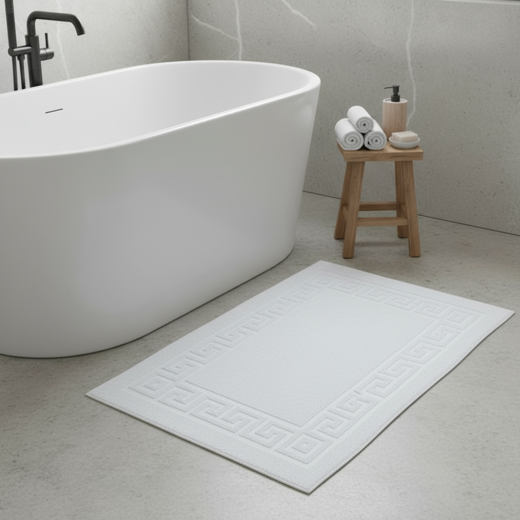 Premium Magnolia Bath Mat Set 50x80cm UAE - Greek Design 600 GSM Cotton Dubai