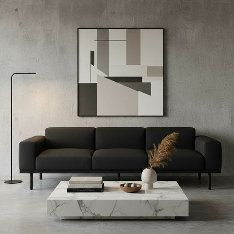 VOLL Three Seater Leatherette Sofa Black | Premium Furniture Dubai Abu Dhabi UAE