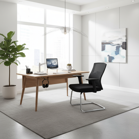 Mesh Back Visitor Chair UAE | Office Guest Chair with Chrome Base Dubai