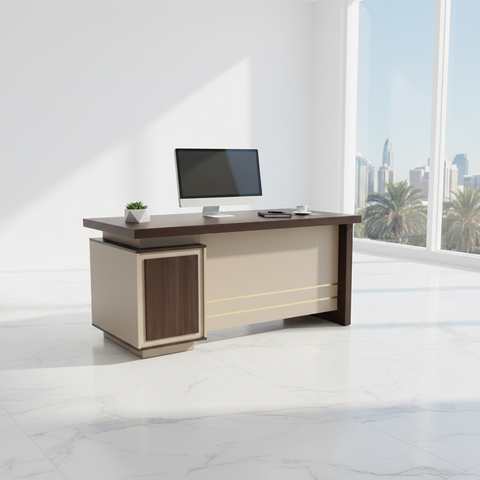 140x70cm Executive Office Desk Oak Khaki in Modern UAE Office | Premium Office Furniture Dubai Abu Dhabi