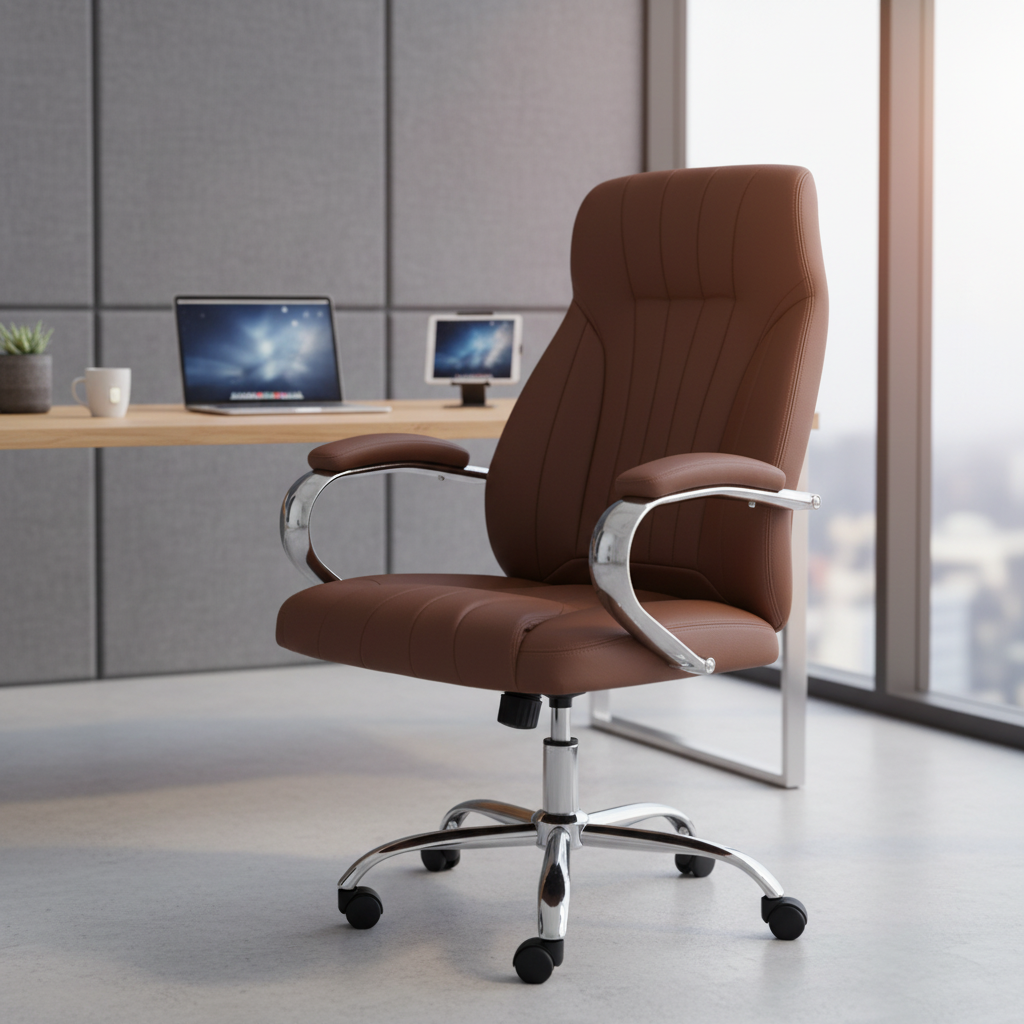 Executive Office Chair Brown - High Back PU Leather Ergonomic Chair UAE | IH 923