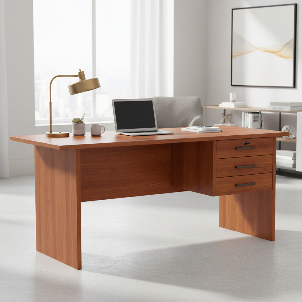 Office Desk Cherry Wood 90x60x75cm | Premium Workstation UAE