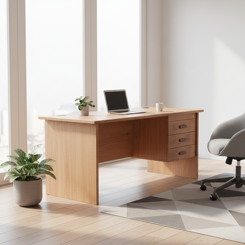 Office Desk Light Cherry 140x70x75cm | Premium Desks UAE