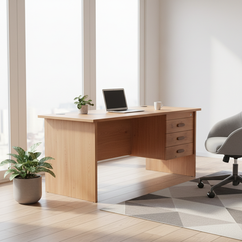 Office Desk Light Cherry 140x70x75cm | Premium Desks UAE