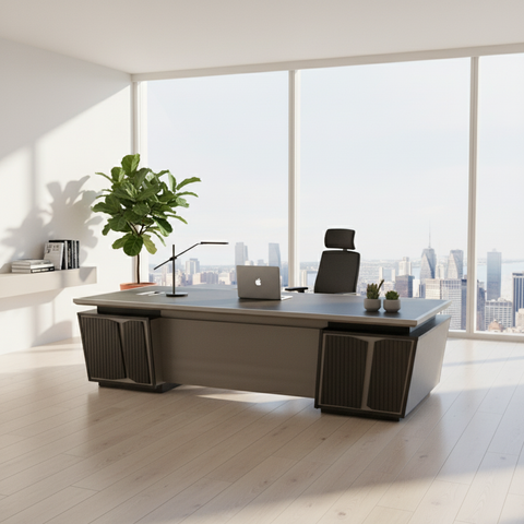Office Desk 1.8m Purple Gold & Light Khaki | Premium Executive Desk UAE
