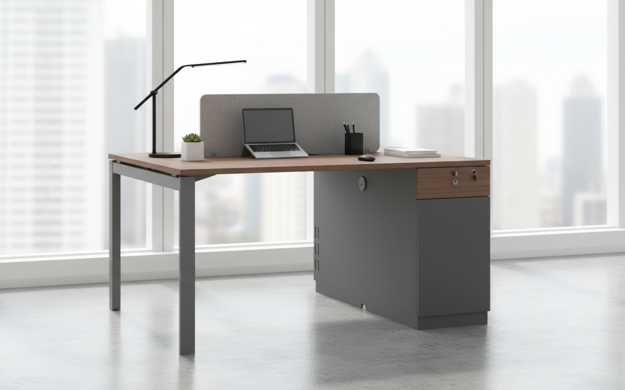 INFINI HOMES 2 Person Workstation UAE - Model NL-T1-DL1212 Brown Grey 120x120cm Dubai Abu Dhabi Sharjah