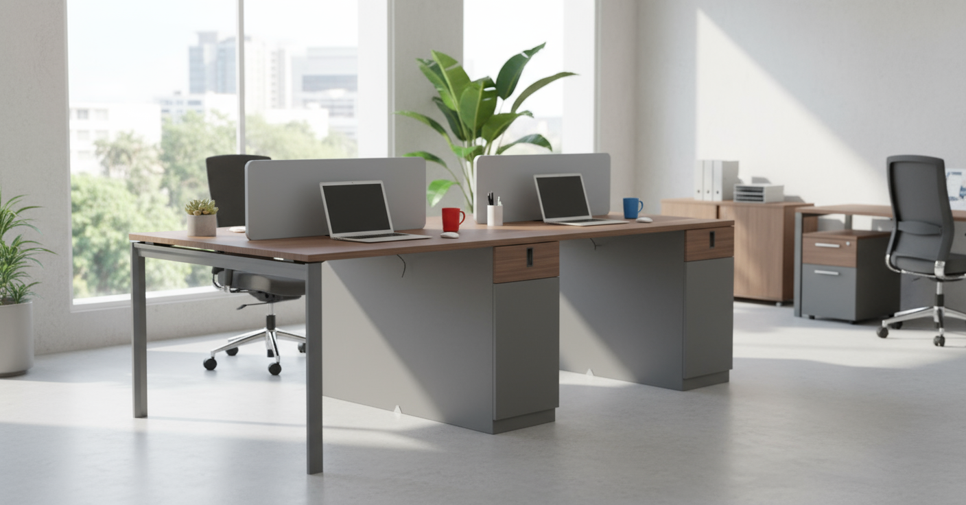 4 Person Office Workstation 120x240cm - Premium Desk Dubai UAE | INFINI HOMES