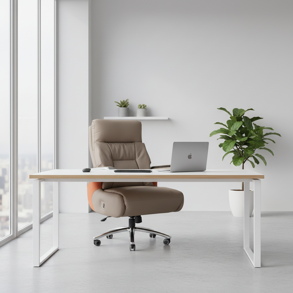 Premium PU Leather Recliner Office Chair with Chrome Base - UAE Stock | IH 6079