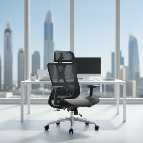 Premium Ergonomic Office Chair with Headrest Dubai | High Back Mesh Executive Chair UAE | IH A-216