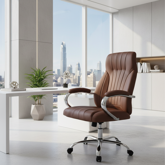Executive Office Chair Brown - High Back PU Leather Ergonomic Chair UAE | IH 923