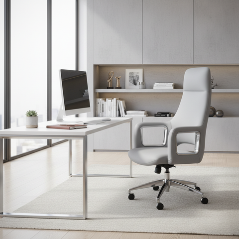 Executive Meeting Table Chairs UAE | Premium Office Seating (Light Grey)