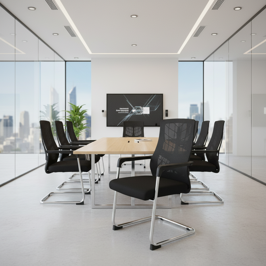 Mesh Back Visitor Chair UAE | Chrome Base Office Chair with Fabric Seat | IH 8008V