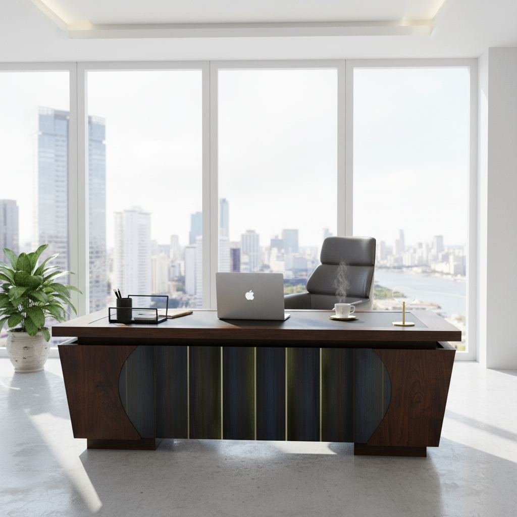 Office Desk 1.4m Golden Oak Grey 140x70x75cm - UAE Wide Delivery