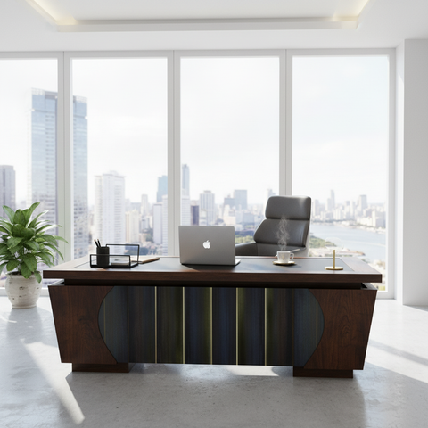 Office Desk 1.4m Golden Oak Grey 140x70x75cm - UAE Wide Delivery