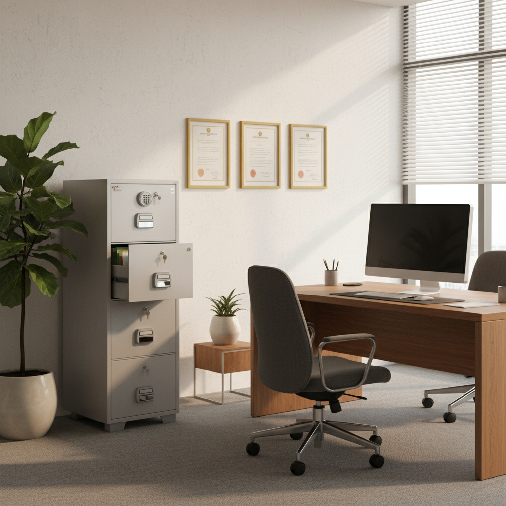 Eagle SF-680-4EKK Fire-Resistant Filing Cabinet – 4 Drawers, Digital + 4 Key Lock System