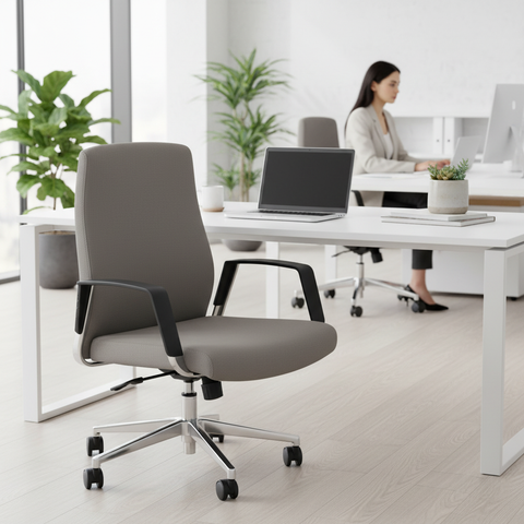 Premium Office Chair Low Back PU Leather Grey | UAE Delivery