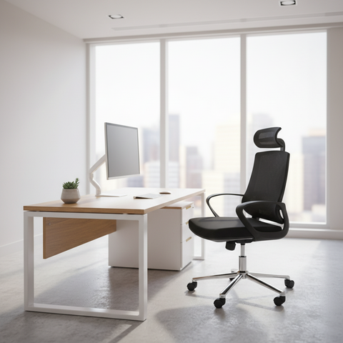 High Back Executive Office Chair with Headrest - Ergonomic Black Chair UAE | IH 3353
