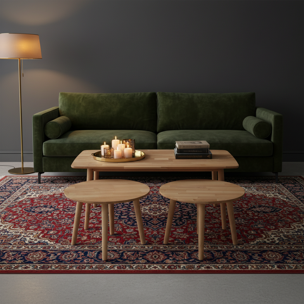 Coffee Table Set (1+2) | IH 808 | Natural Finish | 120x60x45 & 60x60x45 cm