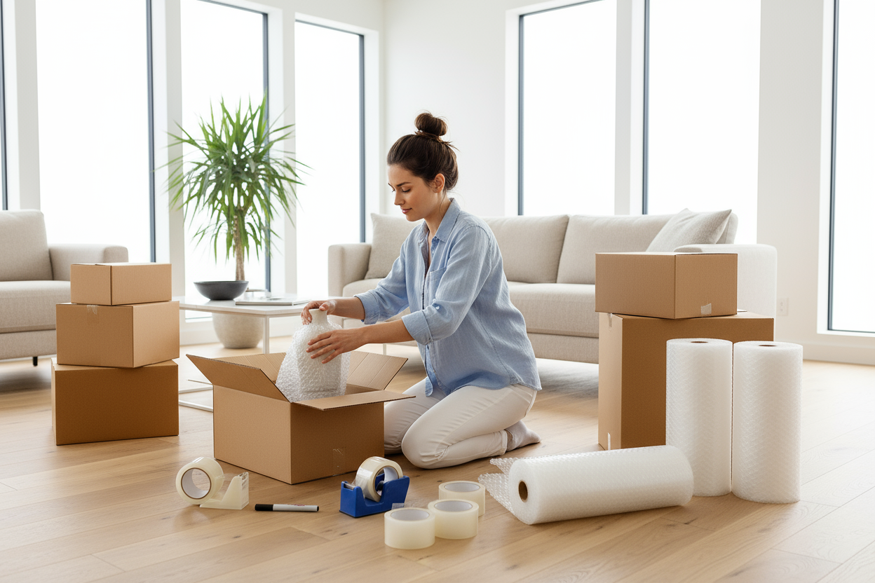Moving Boxes Dubai UAE - Complete Packing Kit with Tape & Supplies | INFINI HOMES