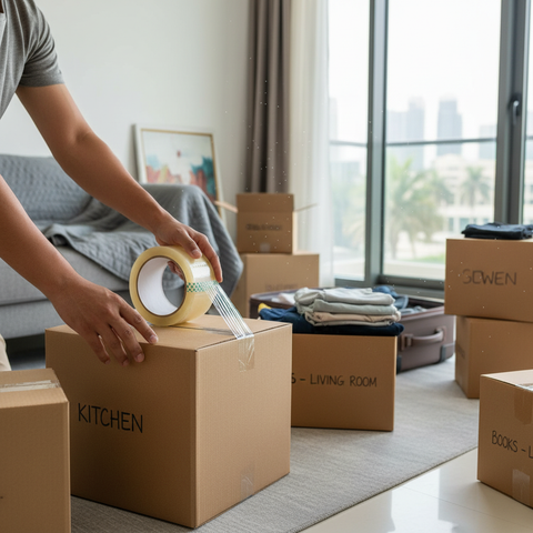 Clear Packing Tape 100 Yards - Heavy Duty Adhesive for Shipping & Packaging | INFINI HOMES UAE