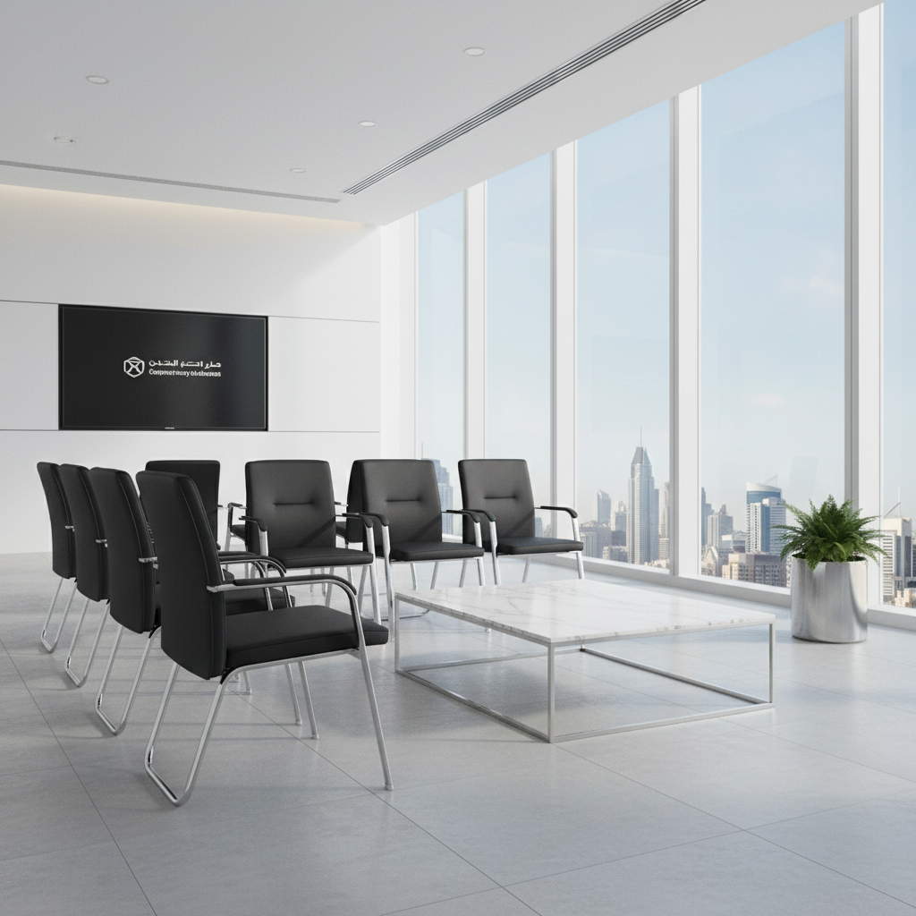 PU Visitor Chair with Chrome Arms - Premium Office Seating UAE | IH 827