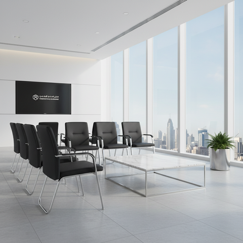 PU Visitor Chair with Chrome Arms - Premium Office Seating UAE | IH 827