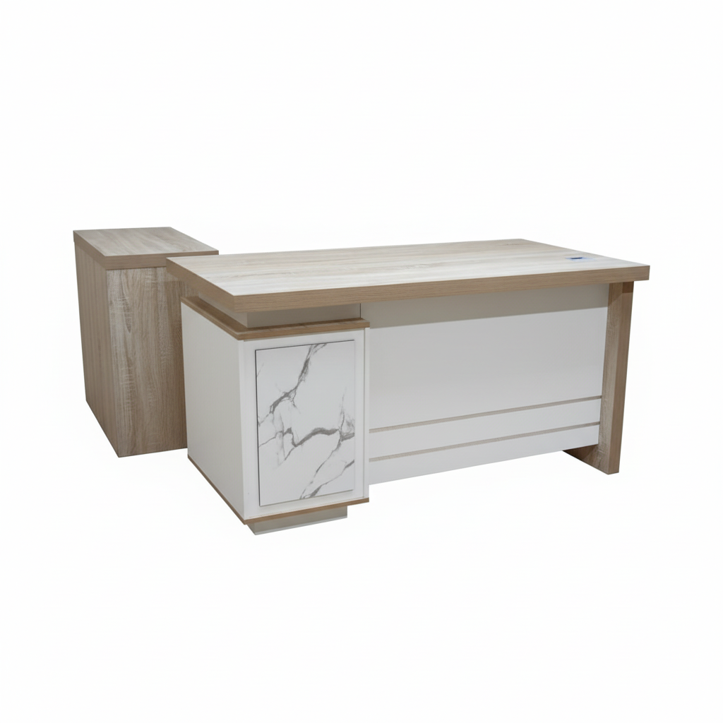 L-Shape Office Desk Beech & White | 140×70×75 cm | IH-2014-L