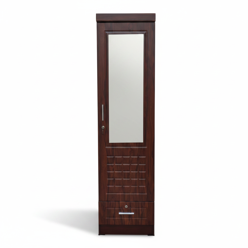 Single Door Wardrobe IH 711 Mahogany Finish – Bedroom Storage Solution UAE