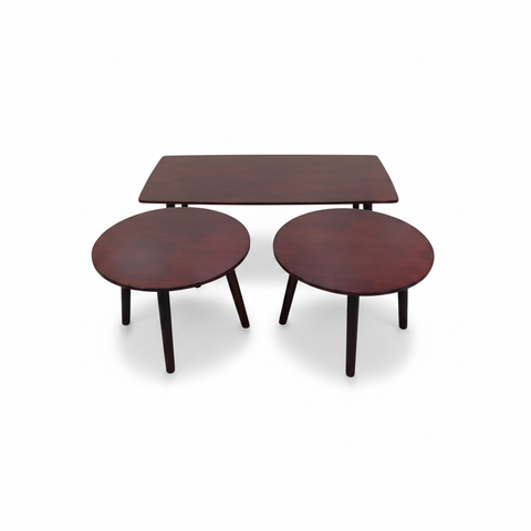 Coffee Table Set (1+2) | Premium Living Room Furniture UAE Mahogany