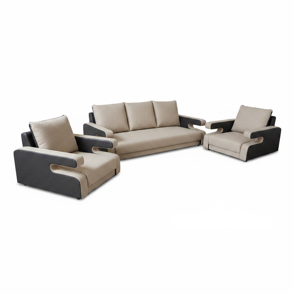 INFINI HOMES IH 8890 Office Sofa Set 3+1+1 in Grey – Premium Executive Seating UAE