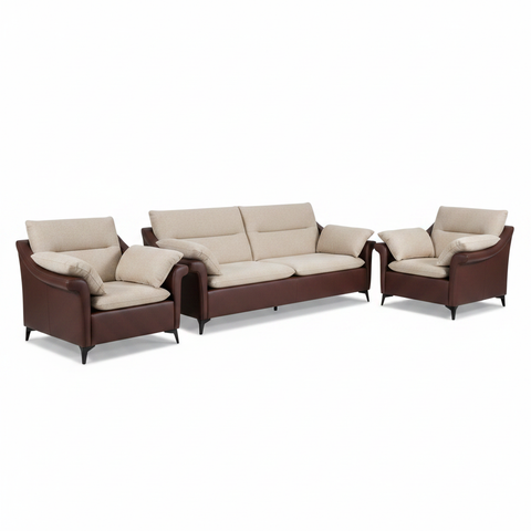 INFINI HOMES IH A21 Sofa Set 3+1+1 Seater – Beech Brown Premium Living Room Sofa UAE