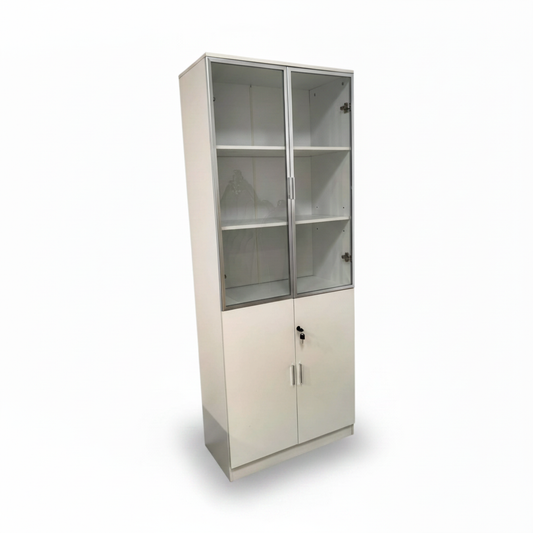 Book Cabinet 2-Door Aluminum Frame 200x80x40cm Beech White | UAE Office Furniture