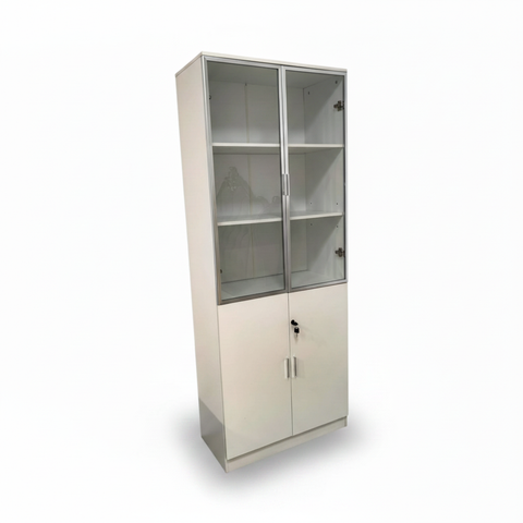 Book Cabinet 2-Door Aluminum Frame 200x80x40cm Beech White | UAE Office Furniture