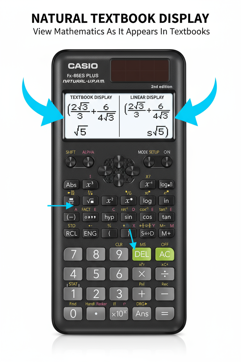 Casio FX-85ES Plus Scientific Calculator 12 Digit - Black Grey Purple