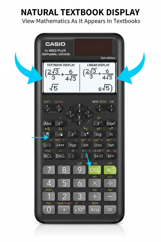 Casio FX-85ES Plus Scientific Calculator 12 Digit - Black Grey Purple