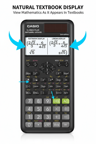 Casio FX-85ES Plus Scientific Calculator 12 Digit - Black Grey Purple