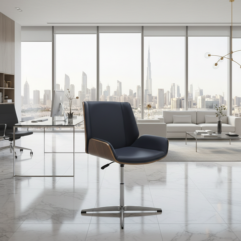 Medium Back Visitor Chair Bentwood PU Black Walnut – UAE City View Office | INFINI HOMES