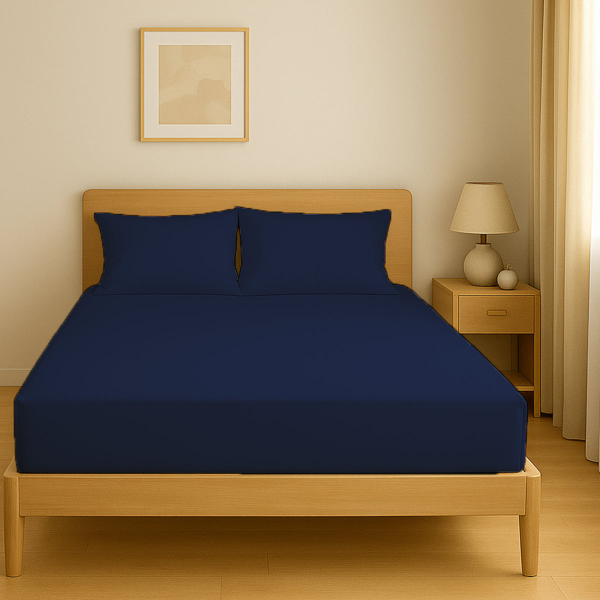 Premium Dyed Fitted Sheet Set 180x200cm UAE | Dubai Abu Dhabi Sharjah Delivery | INFINI HOMES Navy Blue